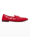 Tory Burch Shiny Leather Ballerina Loafers In Tory Red