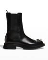 Alexander Mcqueen Punk Stud Ankle Boots In Leather In Blk/silver