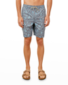 Rails Men's Kian Shadow Palms Wide-leg Swim Shorts In Desert Rose Marin