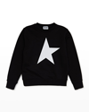 Golden Goose Kids' Boy's Crewneck Star Sweatshirt In Blackwhite