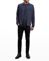 John Varvatos Arvon Long-sleeve Western Chambray Shirt In Pacific Blue