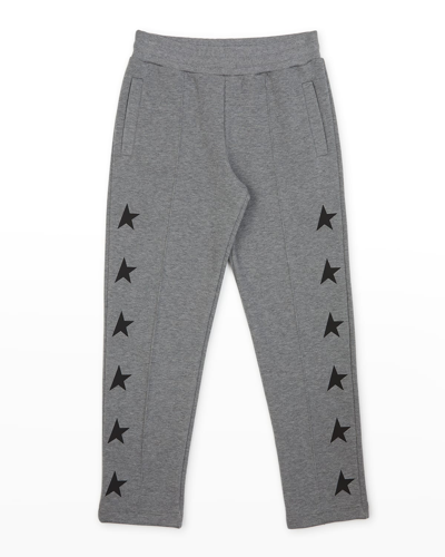 Golden Goose Kids' Star-print Tracksuit Bottoms In Grey Melange/blk