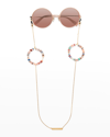 Frame Chain Ring Beaded Sunglasses Chain Strap In Nude & Gold