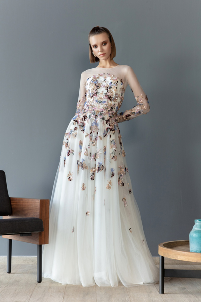 Saiid Kobeisy Canton Crepe And Tulle Beaded Gown