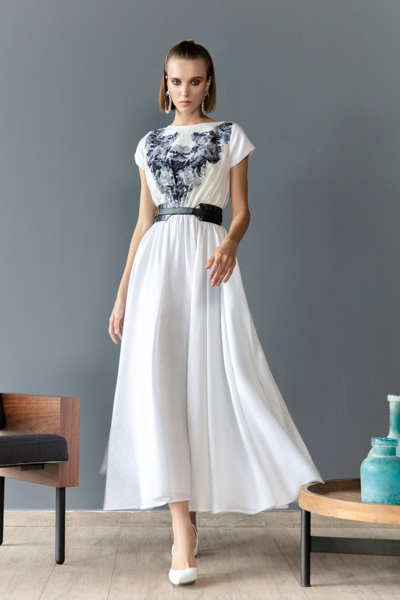 Saiid Kobeisy Linen Beaded-embellishment Dress In White