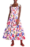 Kate Spade Summer Flowers Tiered Ruffle Cotton Dress In Cream Multi