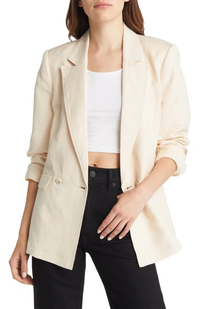 Paige Dawson Linen Double-breasted Blazer In Ecru