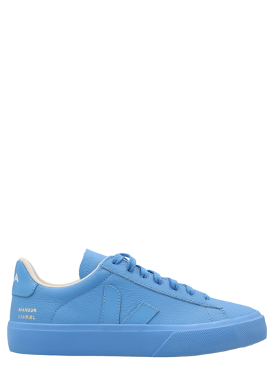 Veja Campo Sneakers In Cyan Leather In Blue