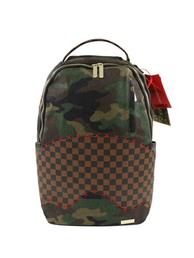 Sprayground Shark Shape Check Dlx Backpack In Military