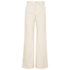 Veronica Beard Taylor High Waist Fray Hem Wide Leg Jeans In Ecru