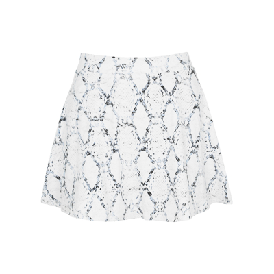 Varley Floyd Snake-print Stretch-jersey Tennis Skirt In White Snake