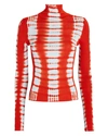 Proenza Schouler Tie-dyed Knit Turtleneck Top In Red