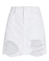 L Agence Jolene Distressed Denim Mini Skirt In Blanc