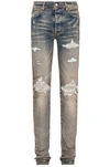 Amiri Men's Mx1 Ultra Suede-patch Skinny Jeans In Clay Indigo