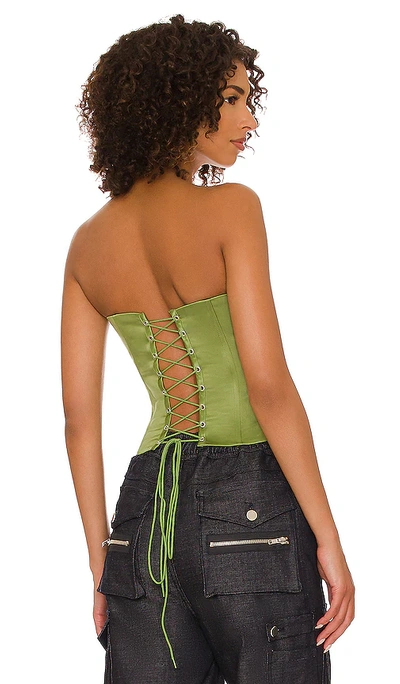 Danielle Guizio Satin Corset In Green