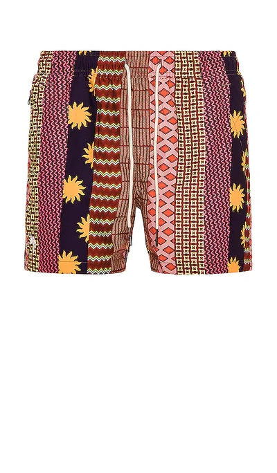 Oas Mixtape Swim Trunk In Red