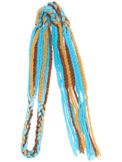 Dsquared2 Chunky-knit Skinny Striped Scarf In Blue