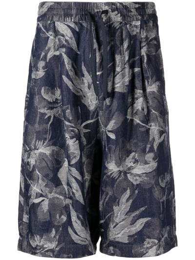 Emporio Armani Floral-pattern Bermuda Shorts In Blau