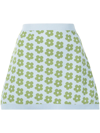 Sandy Liang Durango Floral Intarsia Miniskirt In Green