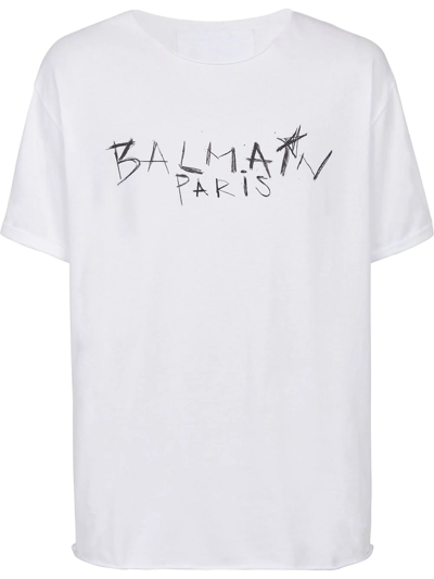 Balmain Logo-print Cotton T-shirt White