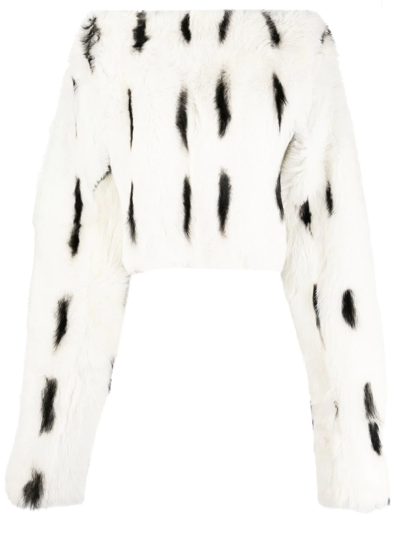 Balmain Shearling Boat-neck Top In White