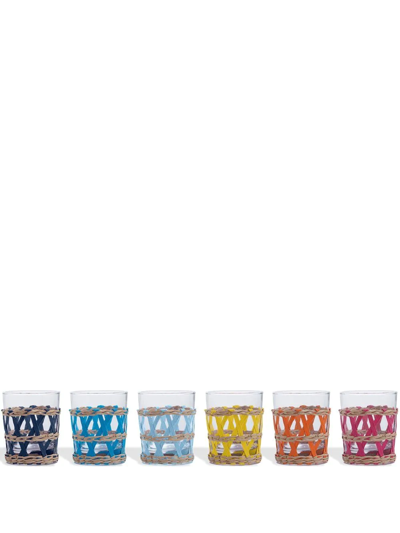 Polspotten Reed Tumblers (set Of Six) In Blau