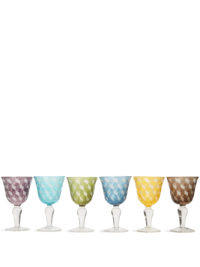 Polspotten Blocks Wine Glasses (set Of Six) In Blau