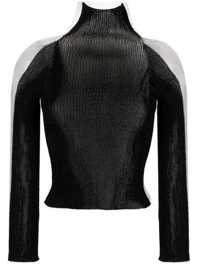 A. Roege Hove Sofie Ribbed-knit Panelled Jumper In Blacktransp