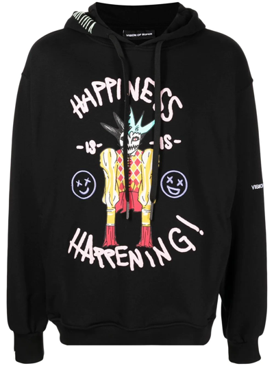 Vision Of Super Graphic-print Drawstring Hoodie In Schwarz