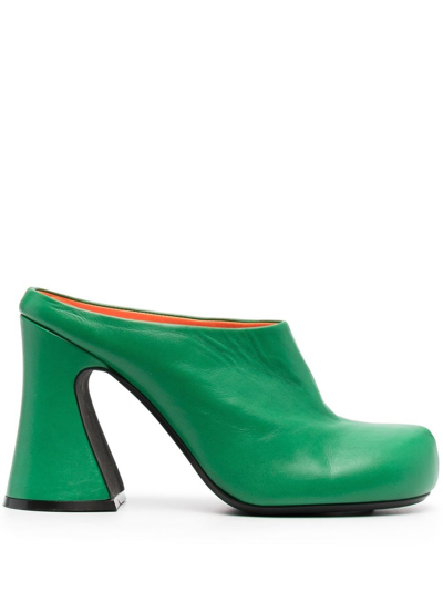 Marni 115mm Sabot Leather Mules In Green