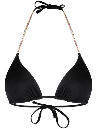 Chiara Ferragni Crystal-embellished Halteneck Bikini Top In Black