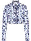 DOLCE & GABBANA MAJOLICA-PRINT CROPPED SHIRT