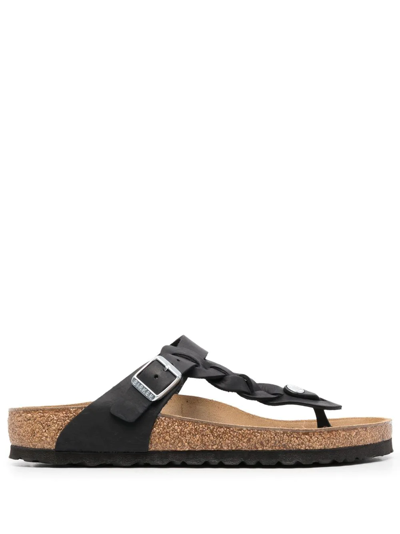 Birkenstock Gizeh Braided Leather Sandals In Schwarz