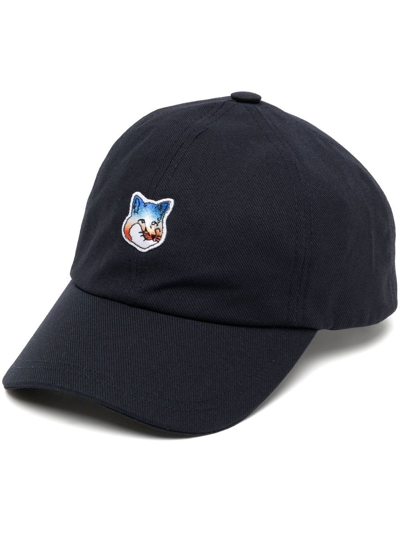Maison Kitsuné Navy Gradient Fox Head Cap In Schwarz