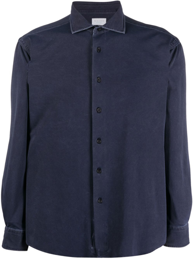 Xacus Long-sleeve Washed-effect Shirt In Blau