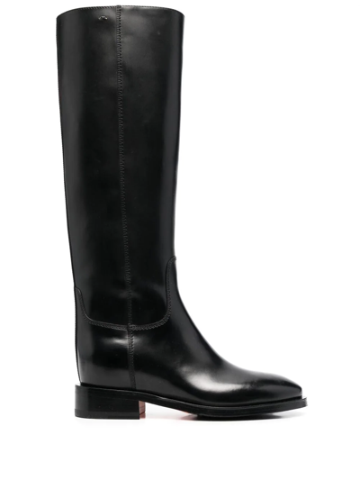 SANTONI KNEE-LENGTH LEATHER BOOTS