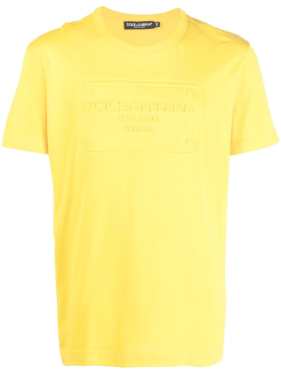 Dolce & Gabbana Logo-print Cotton T-shirt In Giallo
