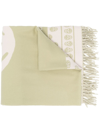 Alexander Mcqueen Skull-print Branded Wool Scarf In Nude