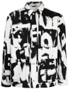 Alexander Mcqueen Exploded Graffiti Denim Overshirt In Black