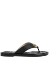 Gucci Interlocking G Leather Thong Sandals In Black