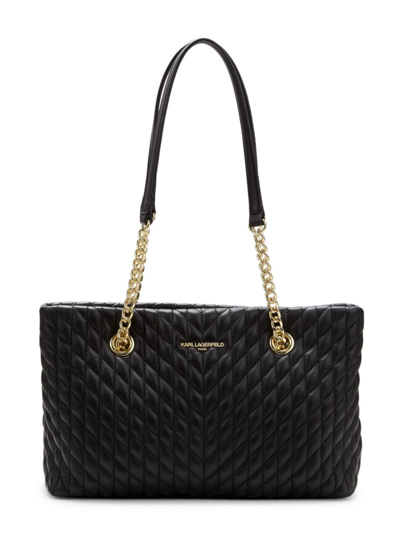 Karl Lagerfeld Women's Karolina Quilted Tote In Black Gold