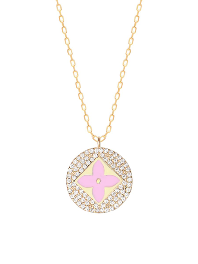 Gabi Rielle Women's 14k Gold Vermeil, Crystal & Enamel Clover Pendant Necklace
