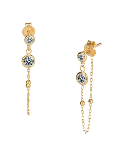 Gabi Rielle Women's 14k Gold Vermeil & Crystal Chain Drop Earrings