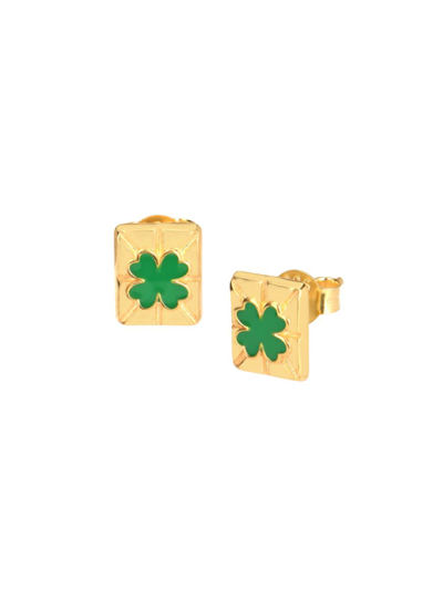 Gabi Rielle Women's 14k Goldplated Sterling Silver Clover Stud Earrings