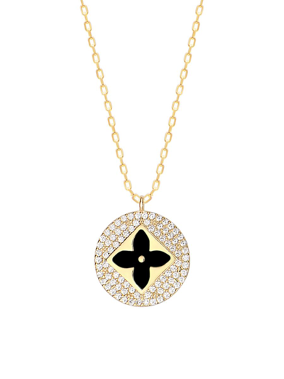Gabi Rielle Women's 14k Goldplated Sterling Silver & Crystal Clover Pendant Necklace