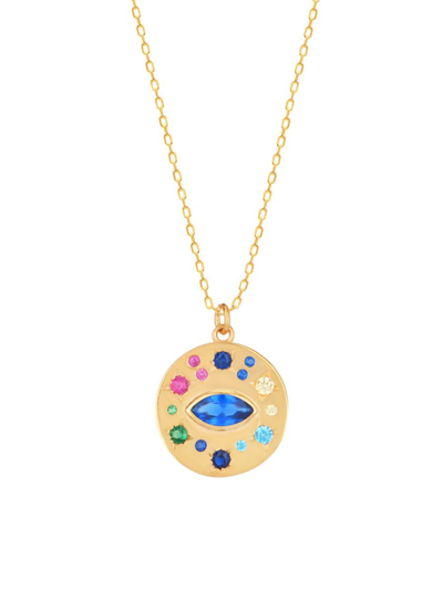 Gabi Rielle Women's 14k Goldplated Sterling Silver & Gemstone Evil Eye Pendant Necklace