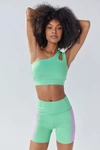 Year Of Ours Robin One Shoulder Cropped Bra Top In Green