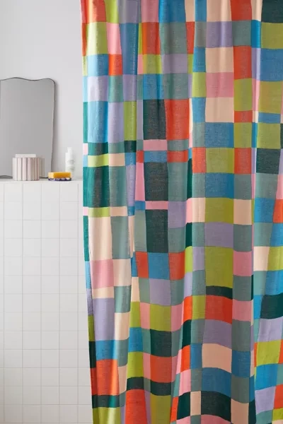 Urban Outfitters Rainbow Check Shower Curtain In Multi