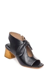 Bernardo Lizzie Leather Knot Zip Sandals In Black Leather
