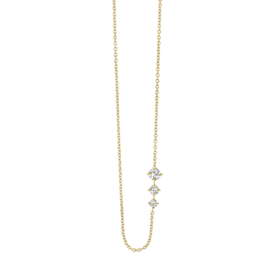 Lizzie Mandler Triple Floating Necklace In Yellow Gold,white Diamonds